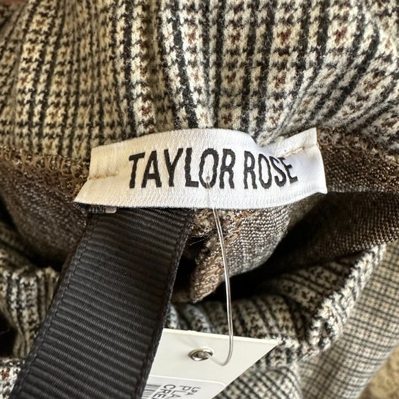 NWT TAYLOR ROSE PLAID BUTTON CUFF PANT W/ POCKET STRETCHY MEDIUM - Picture 5 of 6
